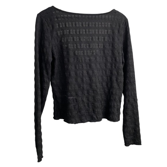 Elodie Tops - NWT Elodie Black Textured‎ Square Neck Long Sleeve Top Size Large